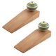 2 Pieces Turquoise And Yellow Striped Ceramic Floral Door Stoppers